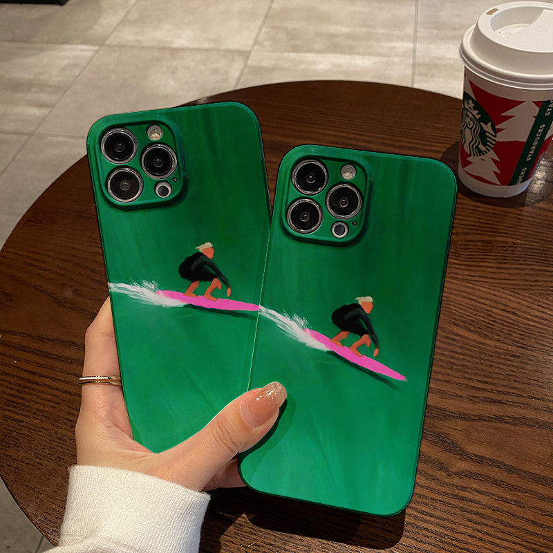 Surfer Riding a Green Wavephone case for iPhone/16/15/14/13/12/82/Plus/Pro/Max Hot sale wholesale customizable pattern cases