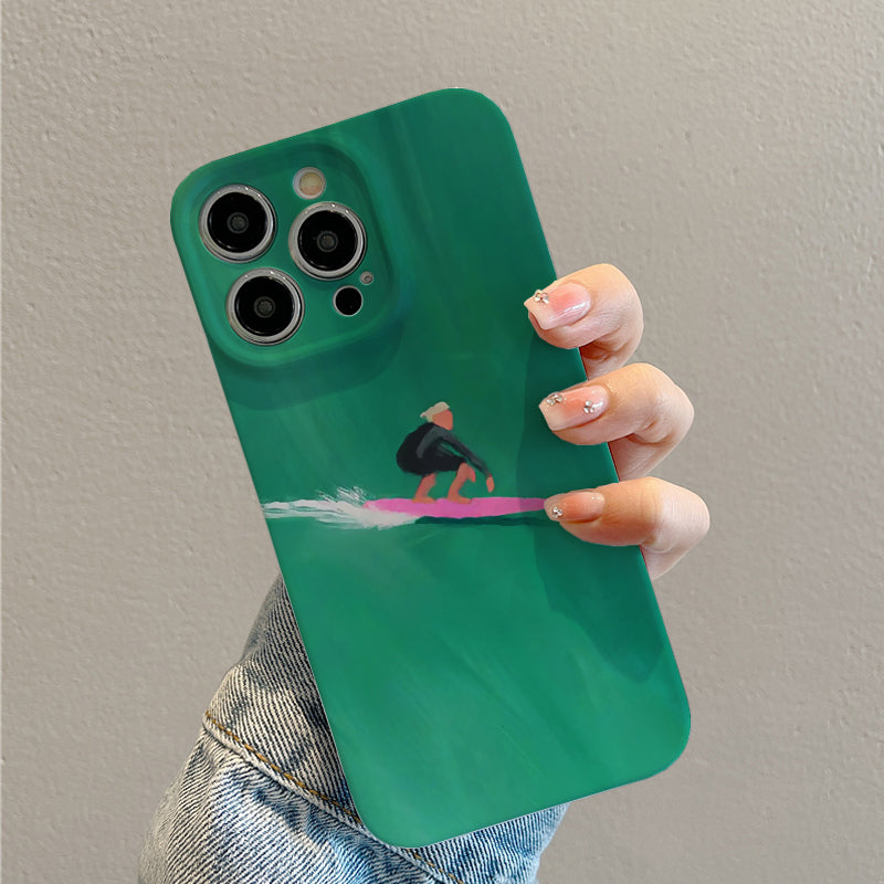 Surfer Riding a Green Wavephone case for iPhone/16/15/14/13/12/82/Plus/Pro/Max Hot sale wholesale customizable pattern cases