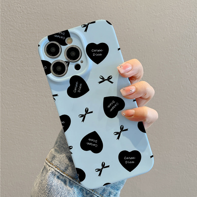 Heart - shaped Motifs with Bows and Phrasesphone case for iPhone/16/15/14/13/12/84/Plus/Pro/Max Hot sale wholesale customizable pattern cases