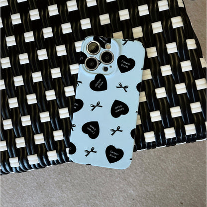 Heart - shaped Motifs with Bows and Phrasesphone case for iPhone/16/15/14/13/12/84/Plus/Pro/Max Hot sale wholesale customizable pattern cases