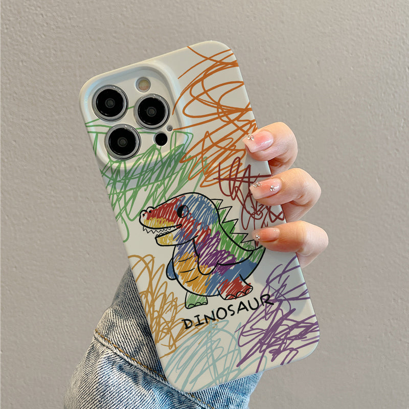 Colorful Dinosaur with Scribblesphone case for iPhone/16/15/14/13/12/92/Plus/Pro/Max Hot sale wholesale customizable pattern cases