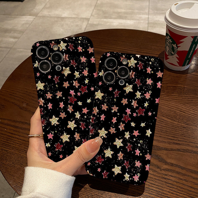 Sparkling Stars on a Black Backgroundphone case for iPhone/16/15/14/13/12/102/Plus/Pro/Max Hot sale wholesale customizable pattern cases