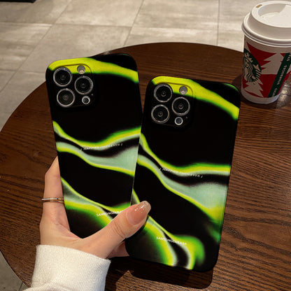 Green and Black Abstract Wave Patternphone case for iPhone/16/15/14/13/12/110/Plus/Pro/Max Hot sale wholesale customizable pattern cases