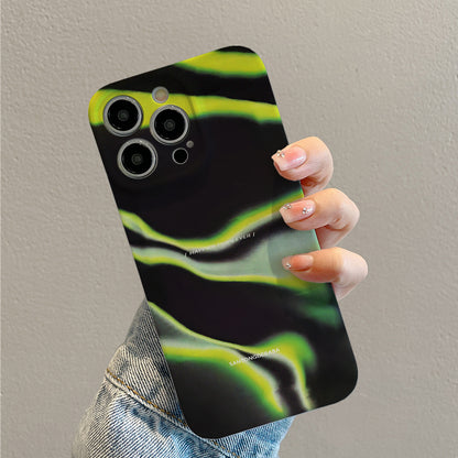 Green and Black Abstract Wave Patternphone case for iPhone/16/15/14/13/12/110/Plus/Pro/Max Hot sale wholesale customizable pattern cases