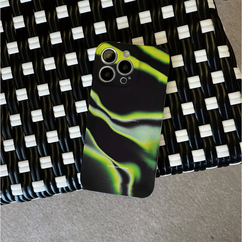 Green and Black Abstract Wave Patternphone case for iPhone/16/15/14/13/12/110/Plus/Pro/Max Hot sale wholesale customizable pattern cases