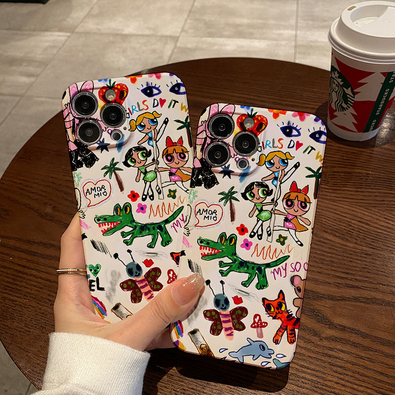 Colorful Cartoon Collagephone case for iPhone/16/15/14/13/12/114/Plus/Pro/Max Hot sale wholesale customizable pattern cases