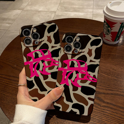 Pink Graffiti on a Brown and White Patternphone case for iPhone/16/15/14/13/12/116/Plus/Pro/Max Hot sale wholesale customizable pattern cases