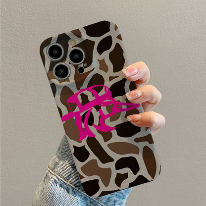 Pink Graffiti on a Brown and White Patternphone case for iPhone/16/15/14/13/12/116/Plus/Pro/Max Hot sale wholesale customizable pattern cases