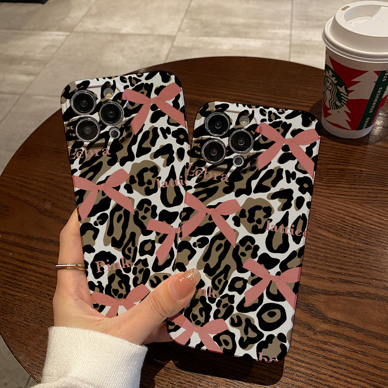 Pink Bows on Leopard Printphone case for iPhone/16/15/14/13/12/117/Plus/Pro/Max Hot sale wholesale customizable pattern cases