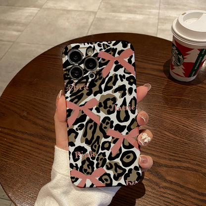 Pink Bows on Leopard Printphone case for iPhone/16/15/14/13/12/117/Plus/Pro/Max Hot sale wholesale customizable pattern cases