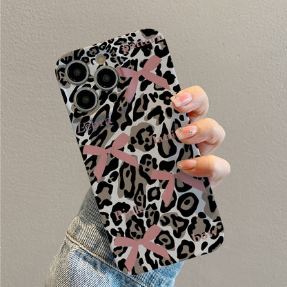 Pink Bows on Leopard Printphone case for iPhone/16/15/14/13/12/117/Plus/Pro/Max Hot sale wholesale customizable pattern cases