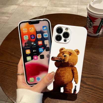 Teddy Bear Drinking Beerphone case for iPhone/16/15/14/13/12/133/Plus/Pro/Max Hot sale wholesale customizable pattern cases