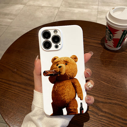 Teddy Bear Drinking Beerphone case for iPhone/16/15/14/13/12/133/Plus/Pro/Max Hot sale wholesale customizable pattern cases