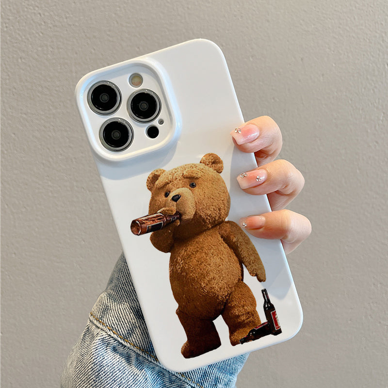 Teddy Bear Drinking Beerphone case for iPhone/16/15/14/13/12/133/Plus/Pro/Max Hot sale wholesale customizable pattern cases