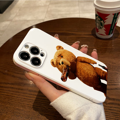 Teddy Bear Drinking Beerphone case for iPhone/16/15/14/13/12/133/Plus/Pro/Max Hot sale wholesale customizable pattern cases