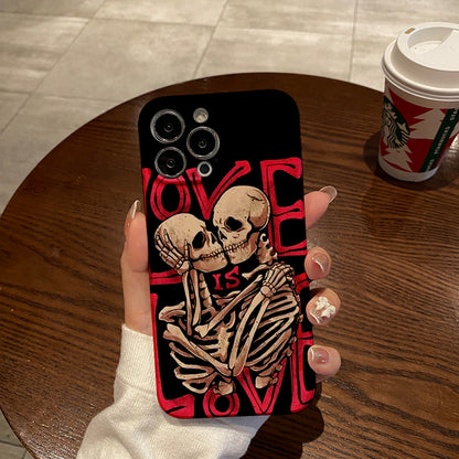 Skeletons Embracing with Love Messagephone case for iPhone/16/15/14/13/12/136/Plus/Pro/Max Hot sale wholesale customizable pattern cases