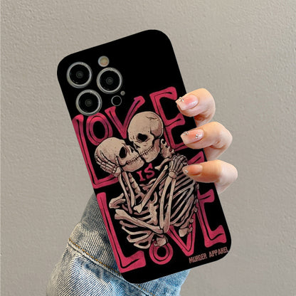 Skeletons Embracing with Love Messagephone case for iPhone/16/15/14/13/12/136/Plus/Pro/Max Hot sale wholesale customizable pattern cases