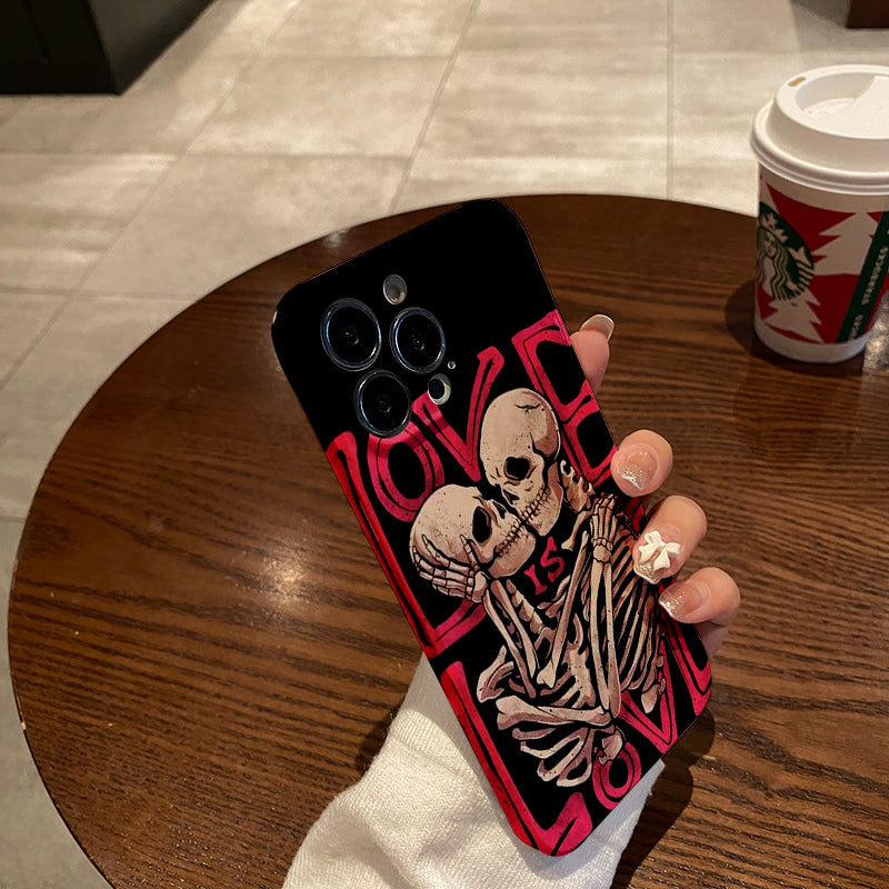 Skeletons Embracing with Love Messagephone case for iPhone/16/15/14/13/12/136/Plus/Pro/Max Hot sale wholesale customizable pattern cases