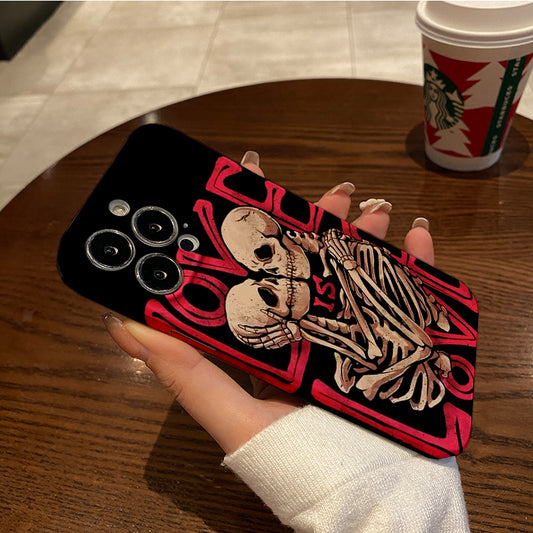 Skeletons Embracing with Love Messagephone case for iPhone/16/15/14/13/12/136/Plus/Pro/Max Hot sale wholesale customizable pattern cases