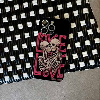 Skeletons Embracing with Love Messagephone case for iPhone/16/15/14/13/12/136/Plus/Pro/Max Hot sale wholesale customizable pattern cases