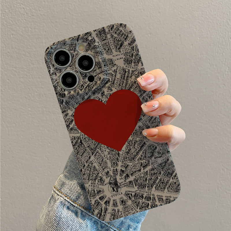 Heart Over a City Mapphone case for iPhone/16/15/14/13/12/139/Plus/Pro/Max Hot sale wholesale customizable pattern cases