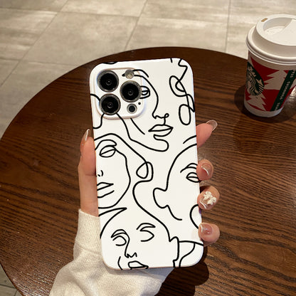 Minimalist Line - drawn Facesphone case for iPhone/16/15/14/13/12/147/Plus/Pro/Max Hot sale wholesale customizable pattern cases