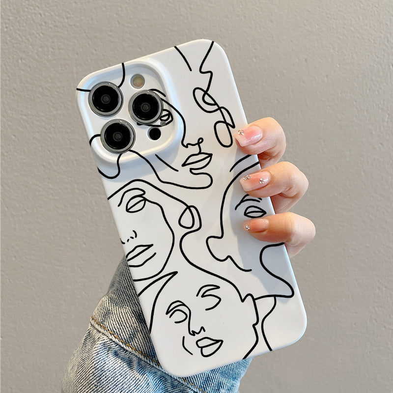 Minimalist Line - drawn Facesphone case for iPhone/16/15/14/13/12/147/Plus/Pro/Max Hot sale wholesale customizable pattern cases