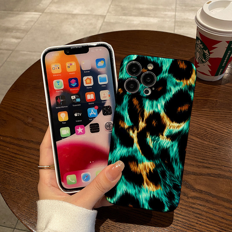 Turquoise and Gold Leopard Printphone case for iPhone/16/15/14/13/12/151/Plus/Pro/Max Hot sale wholesale customizable pattern cases