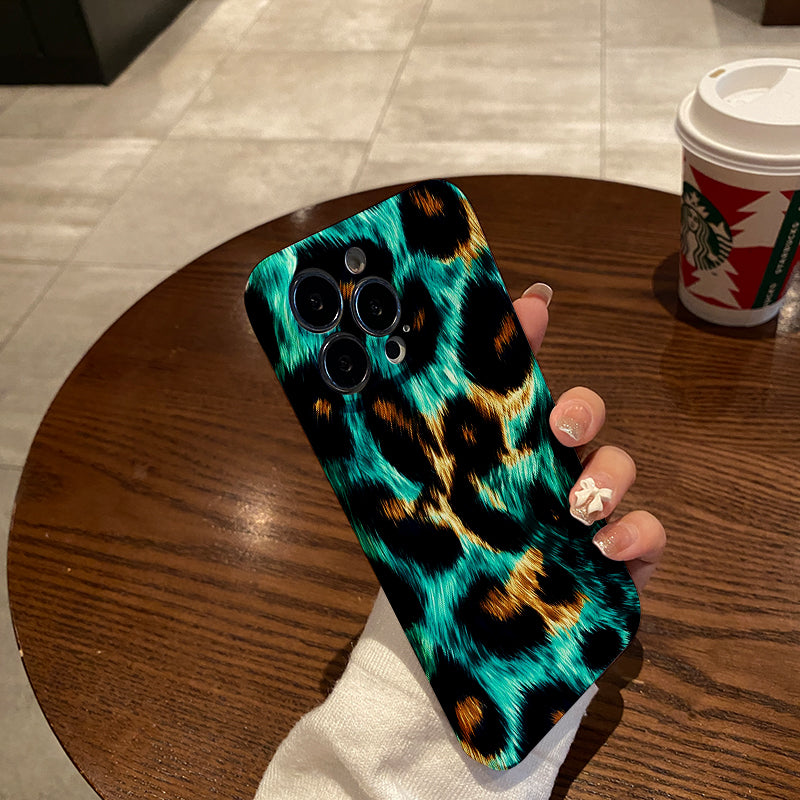 Turquoise and Gold Leopard Printphone case for iPhone/16/15/14/13/12/151/Plus/Pro/Max Hot sale wholesale customizable pattern cases