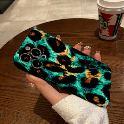 Turquoise and Gold Leopard Printphone case for iPhone/16/15/14/13/12/151/Plus/Pro/Max Hot sale wholesale customizable pattern cases