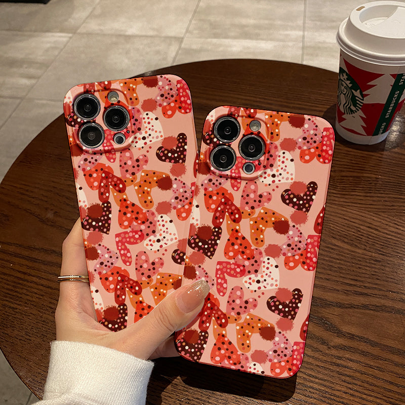 Colorful Polka - dotted Hearts Patternphone case for iPhone/16/15/14/13/12/156/Plus/Pro/Max Hot sale wholesale customizable pattern cases