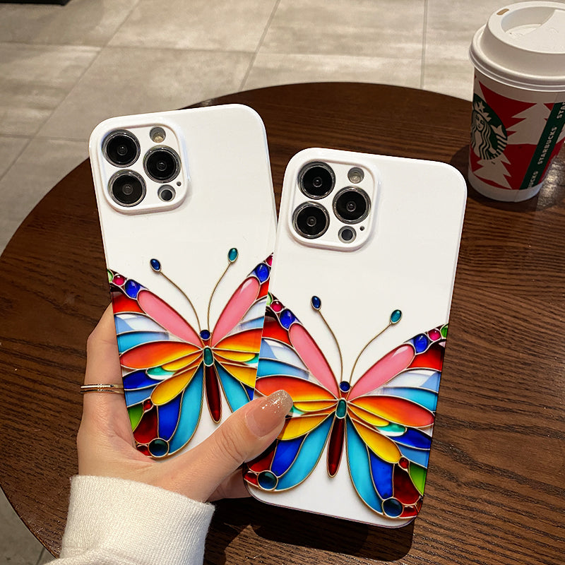 Colorful Stained - Glass Butterflyphone case for iPhone/16/15/14/13/12/159/Plus/Pro/Max Hot sale wholesale customizable pattern cases