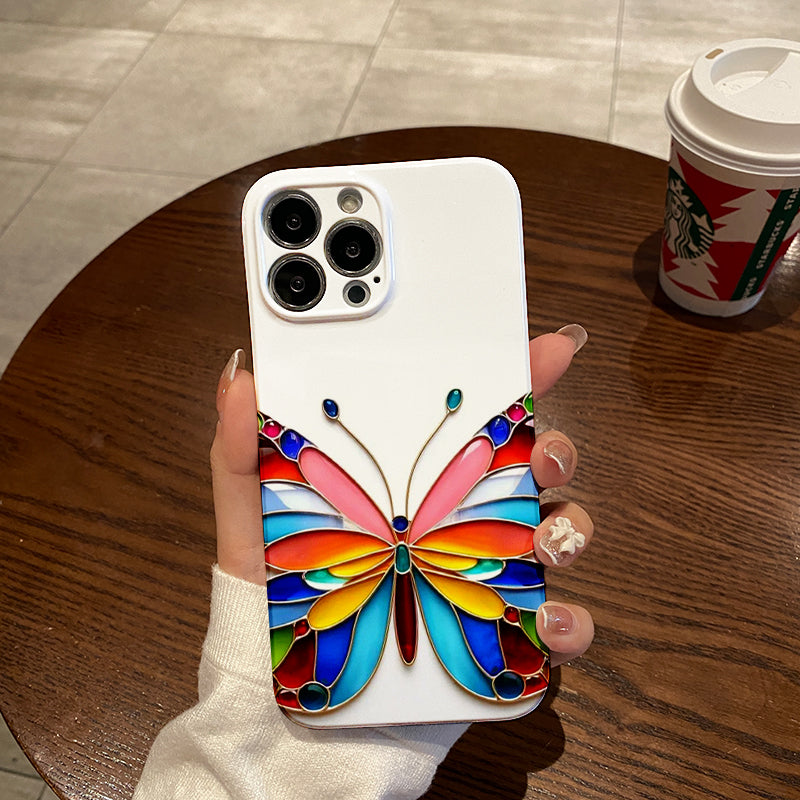 Colorful Stained - Glass Butterflyphone case for iPhone/16/15/14/13/12/159/Plus/Pro/Max Hot sale wholesale customizable pattern cases