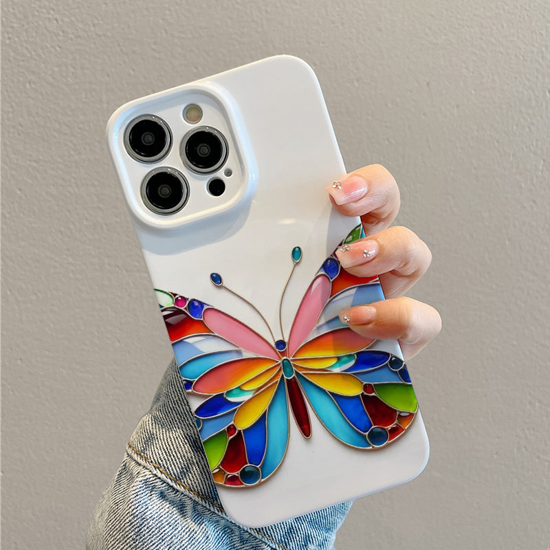 Colorful Stained - Glass Butterflyphone case for iPhone/16/15/14/13/12/159/Plus/Pro/Max Hot sale wholesale customizable pattern cases