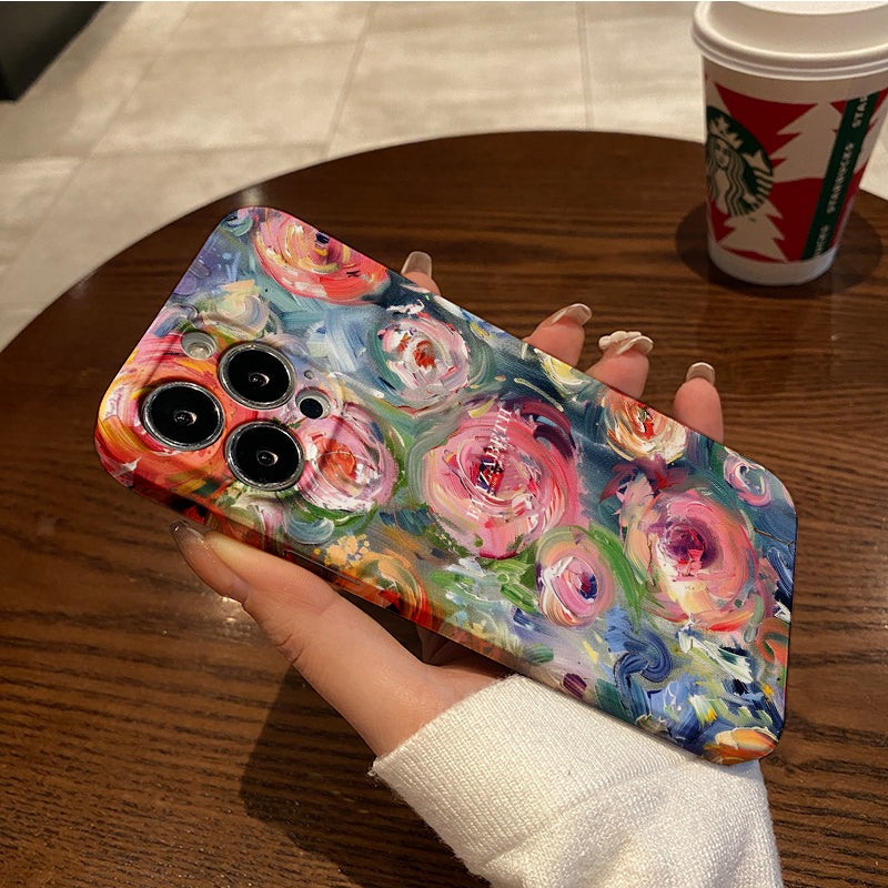 Colorful Impressionist Rose Paintingphone case for iPhone/16/15/14/13/12/169/Plus/Pro/Max Hot sale wholesale customizable pattern cases