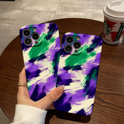 Purple and Green Brushstroke Patternphone case for iPhone/16/15/14/13/12/171/Plus/Pro/Max Hot sale wholesale customizable pattern cases