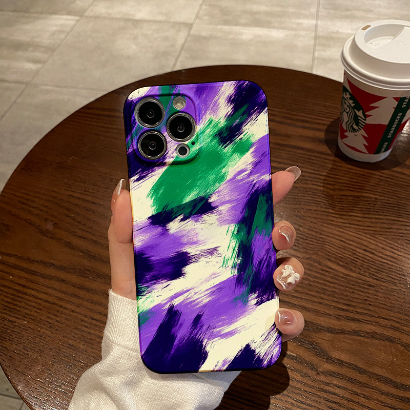 Purple and Green Brushstroke Patternphone case for iPhone/16/15/14/13/12/171/Plus/Pro/Max Hot sale wholesale customizable pattern cases