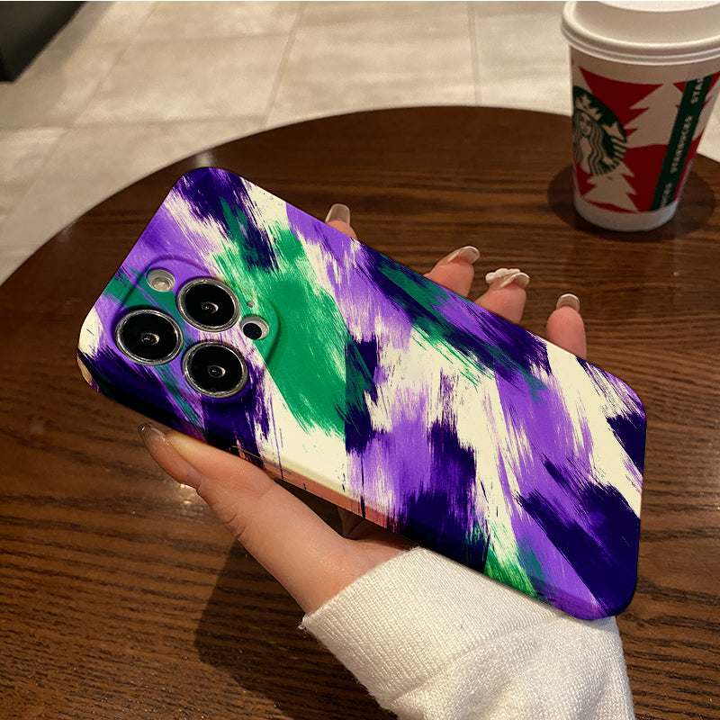 Purple and Green Brushstroke Patternphone case for iPhone/16/15/14/13/12/171/Plus/Pro/Max Hot sale wholesale customizable pattern cases