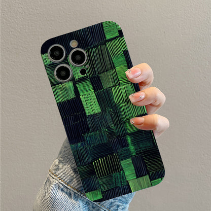 Green and Black Striped Patternphone case for iPhone/16/15/14/13/12/174/Plus/Pro/Max Hot sale wholesale customizable pattern cases