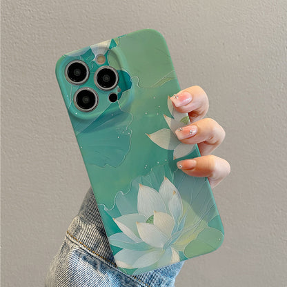 Graceful Water Lily Paintingphone case for iPhone/16/15/14/13/12/180/Plus/Pro/Max Hot sale wholesale customizable pattern cases