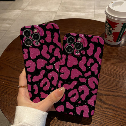 Pink Leopard Print with Glitterphone case for iPhone/16/15/14/13/12/200/Plus/Pro/Max Hot sale wholesale customizable pattern cases