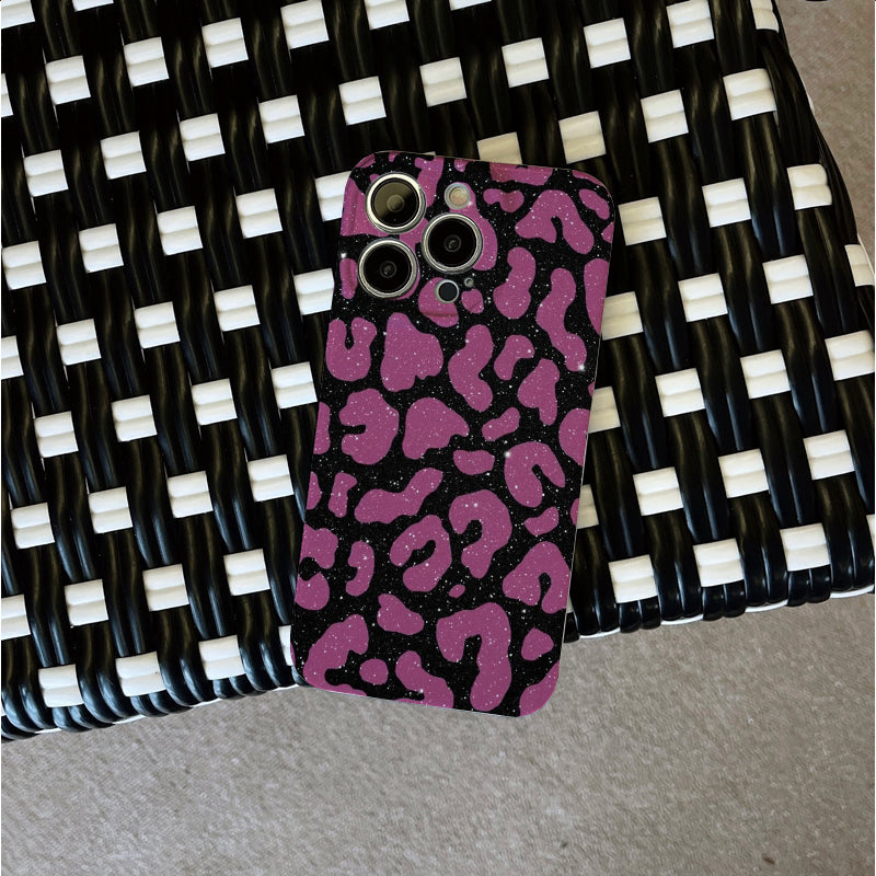 Pink Leopard Print with Glitterphone case for iPhone/16/15/14/13/12/200/Plus/Pro/Max Hot sale wholesale customizable pattern cases