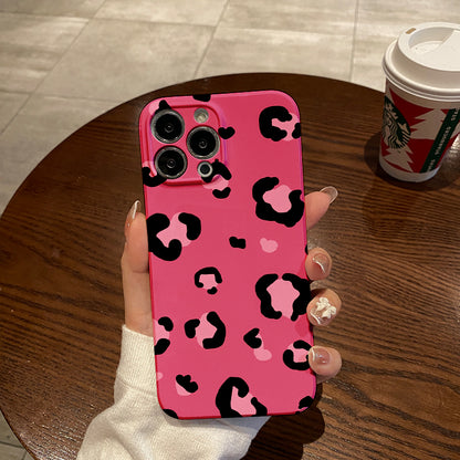 Pink and Black Heart - Shaped Leopard Printphone case for iPhone/16/15/14/13/12/204/Plus/Pro/Max Hot sale wholesale customizable pattern cases