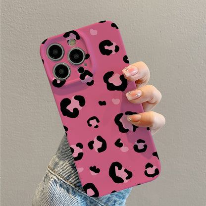 Pink and Black Heart - Shaped Leopard Printphone case for iPhone/16/15/14/13/12/204/Plus/Pro/Max Hot sale wholesale customizable pattern cases