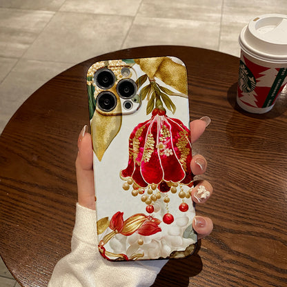 Ornate Red and Gold Floral Artphone case for iPhone/16/15/14/13/12/209/Plus/Pro/Max Hot sale wholesale customizable pattern cases