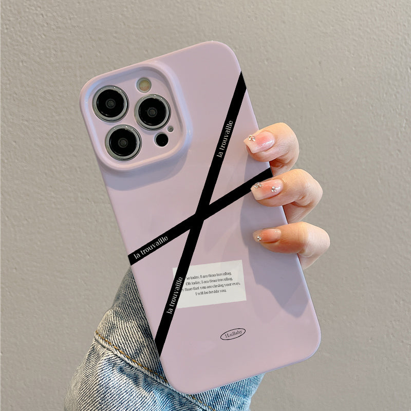 Minimalist Pink and Black 'La Trouvaille' Designphone case for iPhone/16/15/14/13/12/221/Plus/Pro/Max Hot sale wholesale customizable pattern cases