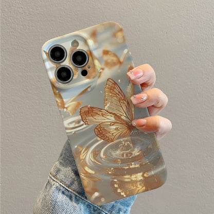 Golden Butterflies Over Water Ripplesphone case for iPhone/16/15/14/13/12/225/Plus/Pro/Max Hot sale wholesale customizable pattern cases