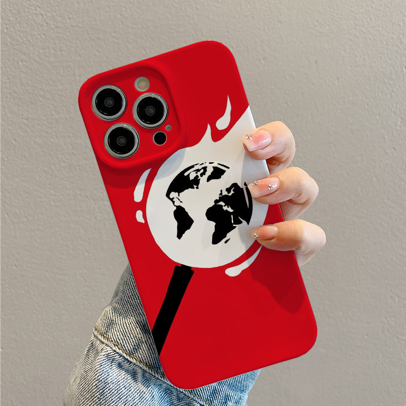 Earth on Fire on a Red Backgroundphone case for iPhone/16/15/14/13/12/233/Plus/Pro/Max Hot sale wholesale customizable pattern cases