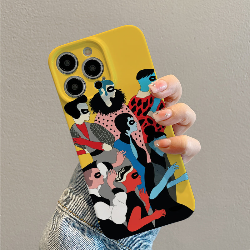 Colorful Abstract Figures on Yellow Backgroundphone case for iPhone/16/15/14/13/12/236/Plus/Pro/Max Hot sale wholesale customizable pattern cases