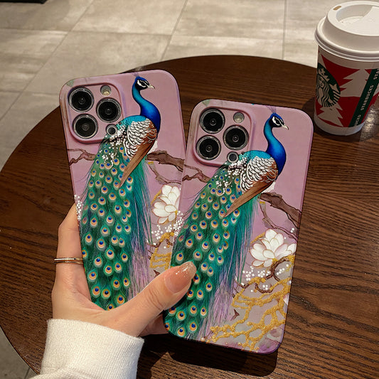 Exquisite Peacock with Magnificent Feathersphone case for iPhone/16/15/14/13/12/240/Plus/Pro/Max Hot sale wholesale customizable pattern cases